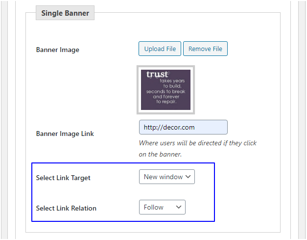 Figure 4: Adding Single Banner Details