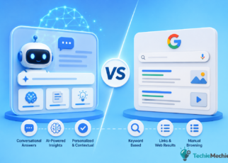 AI Search vs Google Search in 2026 showing the evolution from traditional search results to AI-powered search