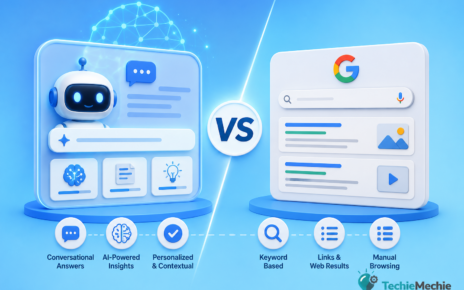 AI Search vs Google Search in 2026 showing the evolution from traditional search results to AI-powered search