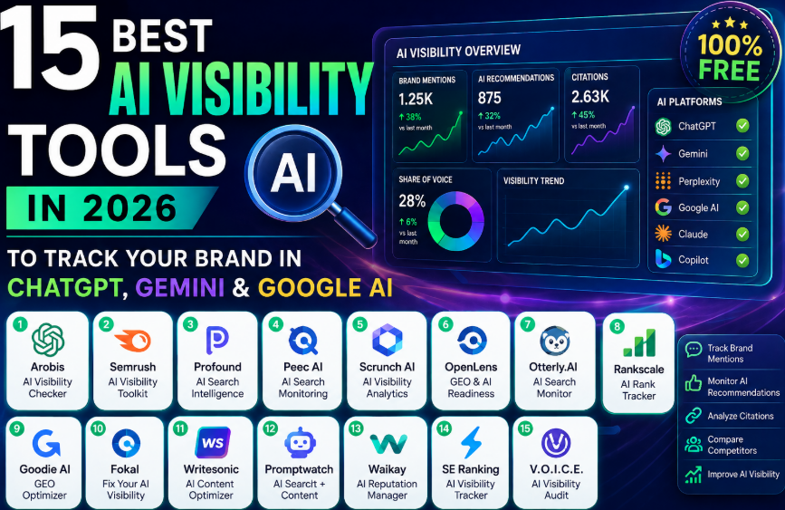 15 best AI visibility tools in 2026 for tracking brand visibility in ChatGPT, Gemini, and Google AI