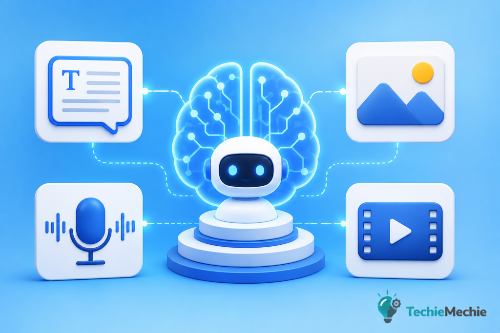 Multimodal AI combining text, images, audio, and video into one artificial intelligence system