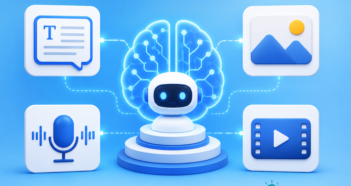 Multimodal AI combining text, images, audio, and video into one artificial intelligence system